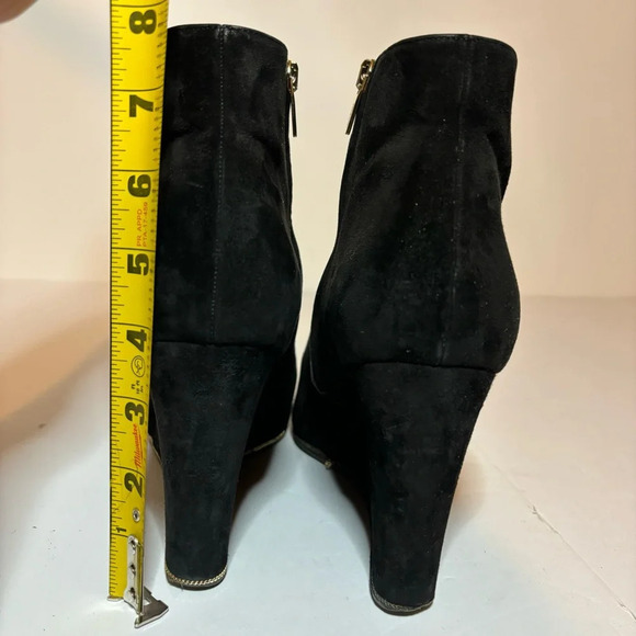 Salvatore Ferragamo Womens Boutique Black Suede High Wedge Ankle Bootie Size 9 B - Picture 10 of 11
